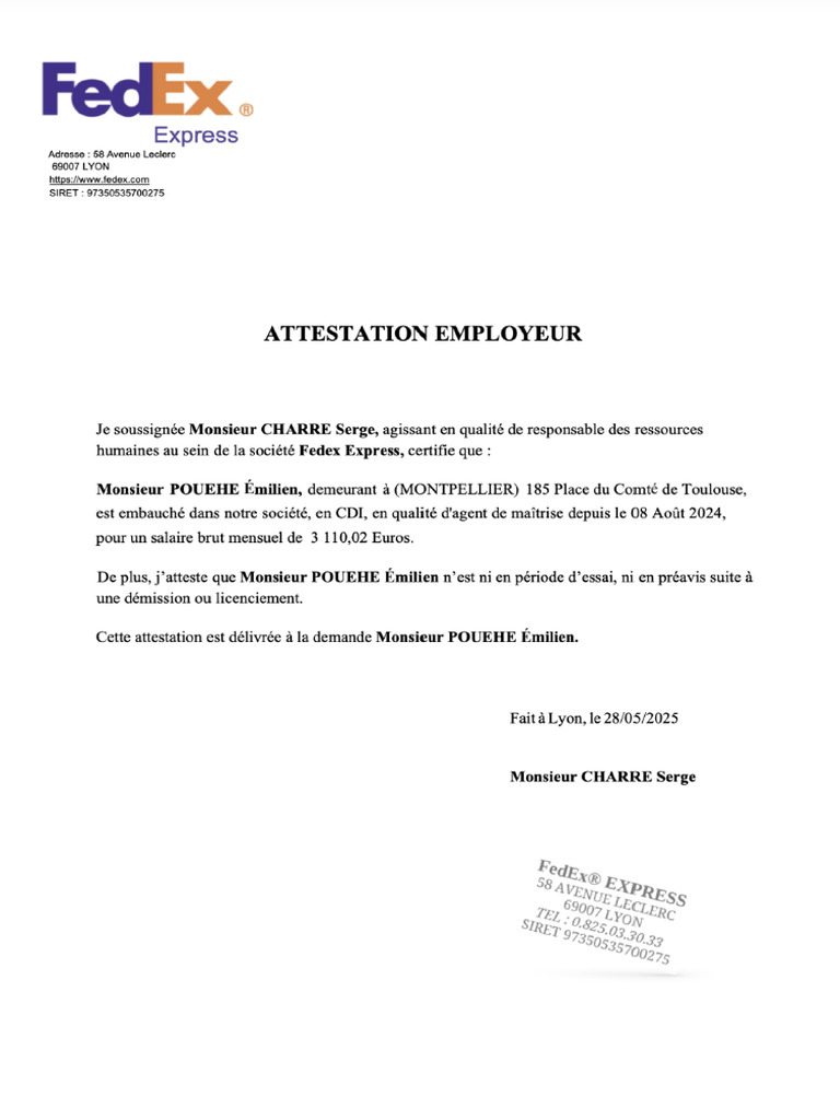 Attestation Employeur | PDF