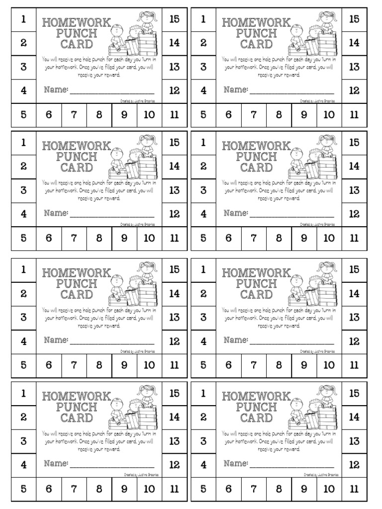 Homework Punch Card Template | PDF