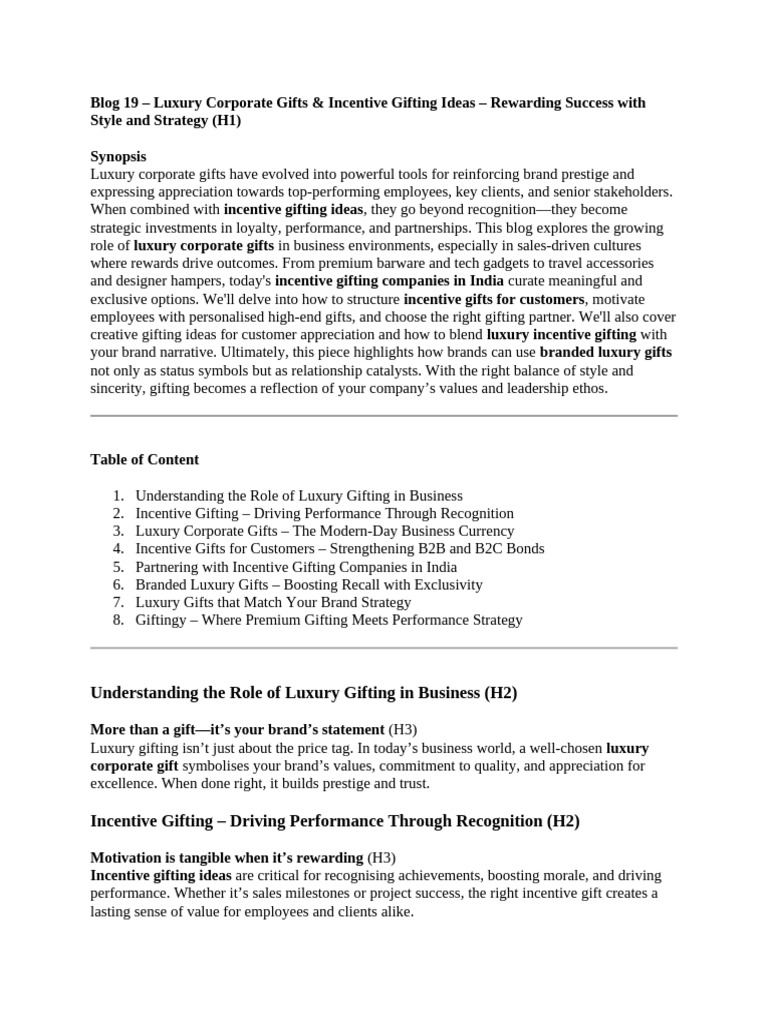 Luxury Incentive Gifts for Corporate Success | PDF | Incentive | Brand