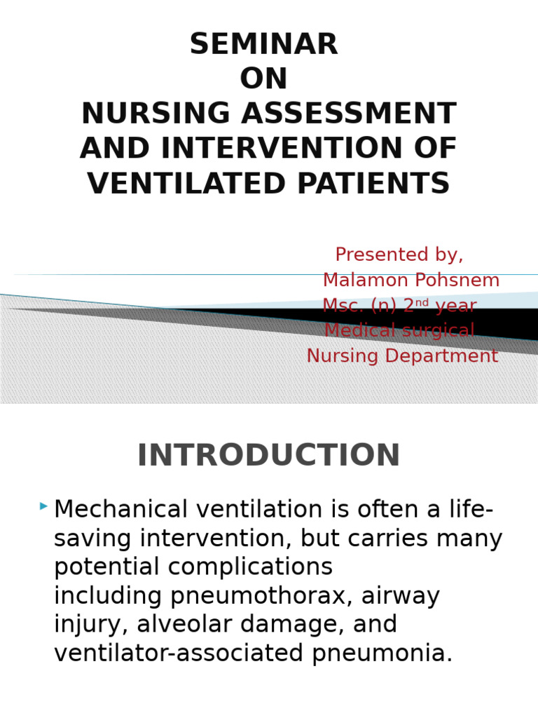 Nursing Care for Ventilated Patients | PDF | Medical Specialties ...