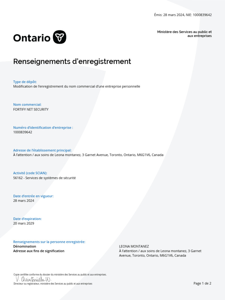 Modification d'enregistrement FORTIFY NET SECURITY | PDF