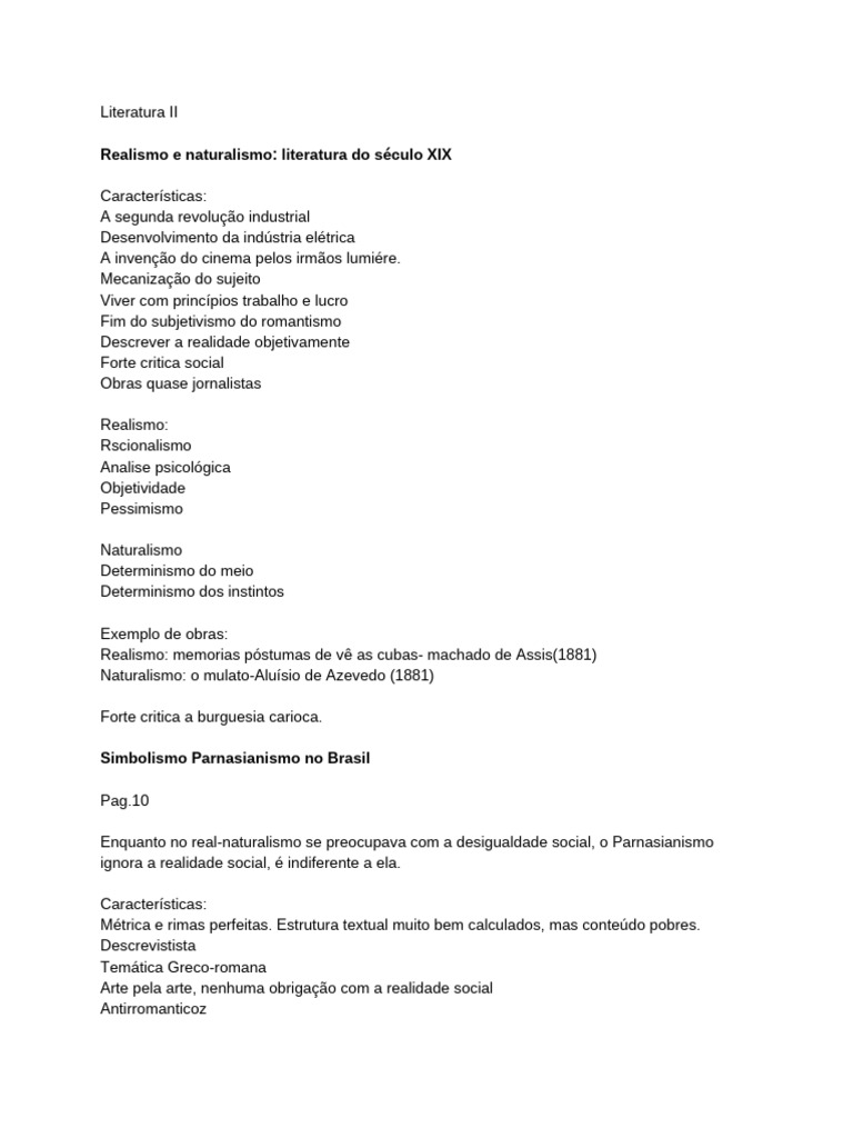 Realismo e Naturalismo na Literatura do XIX | PDF | Romantismo ...
