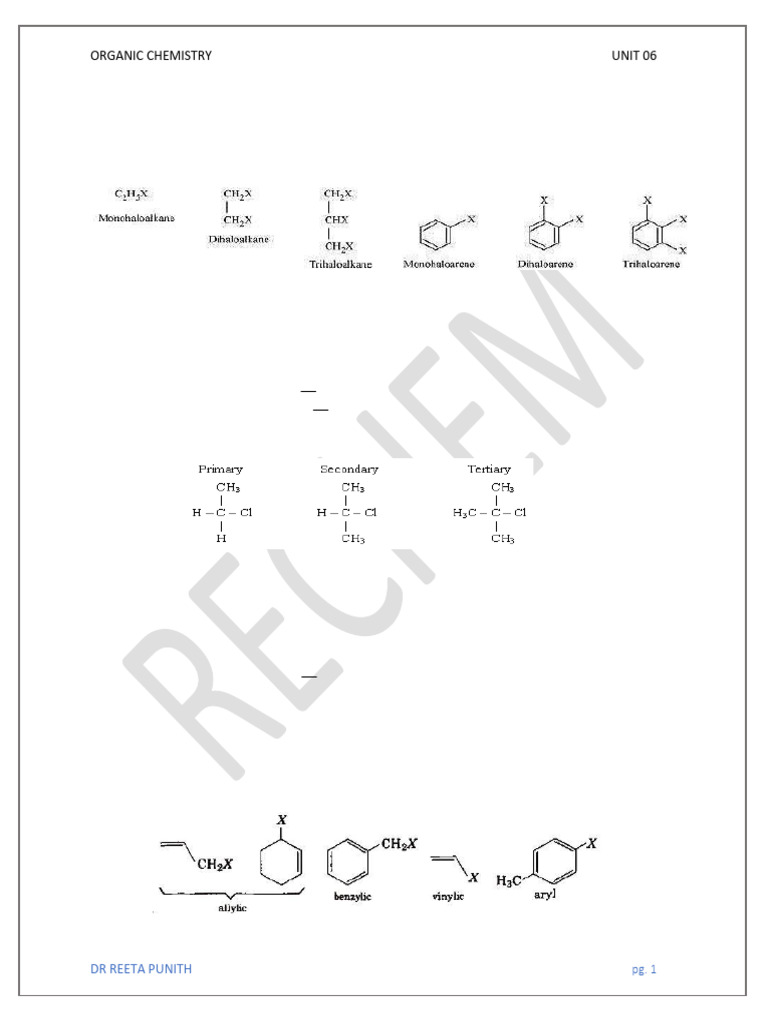 Unit 06 - Haloalkanes and Haloarenes Notes | PDF | Chemical Reactions ...