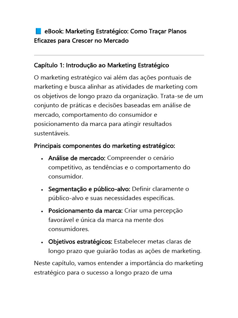 Marketing Estratégico para Crescimento Sustentável | PDF | Marketing ...