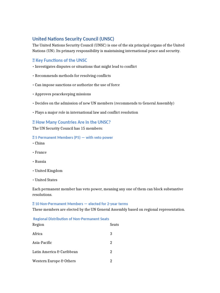 Overview of the UN Security Council | PDF