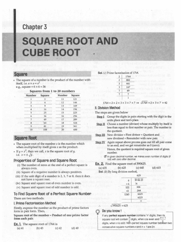 Chapter 3 Square and Cube Root | PDF