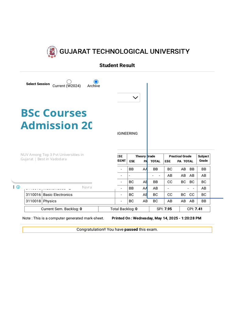 Student Profile at GTU | PDF