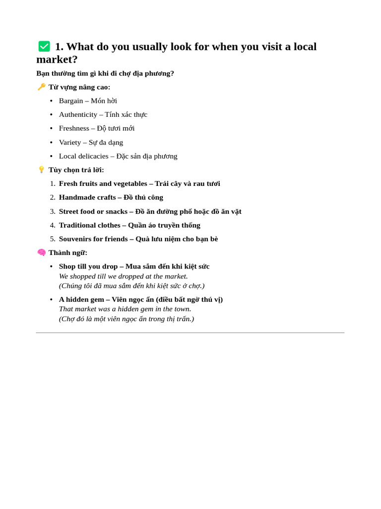 Topic - A Trip To The Market | PDF