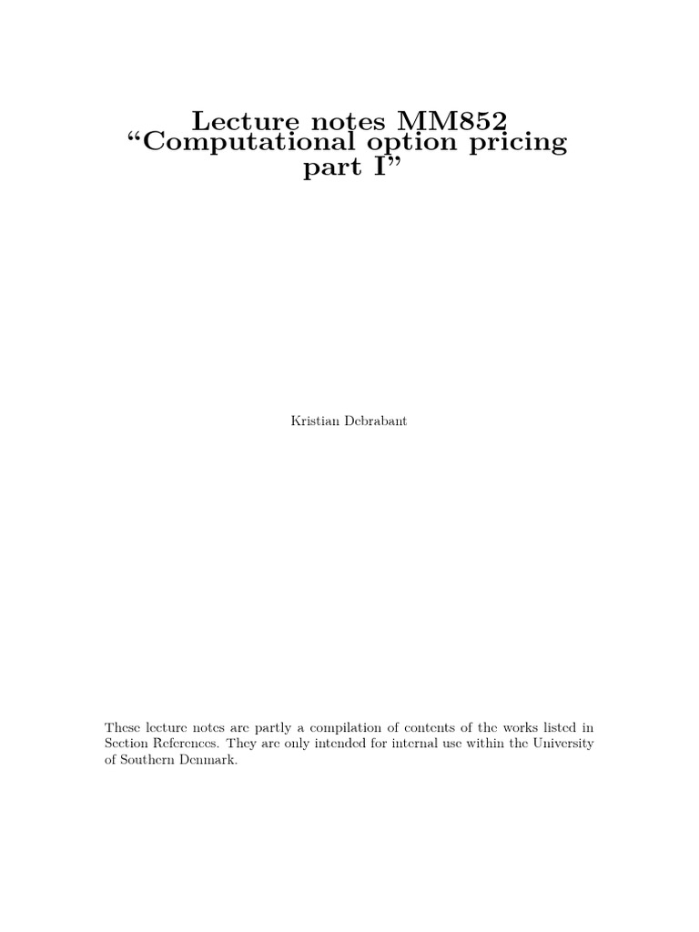 Computational Option Pricing Methods | PDF | Option (Finance) | Partial ...
