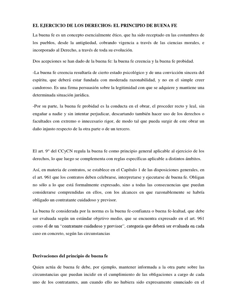 Buena Fe y Abuso de Derecho en Contratos | PDF | Derechos | Justicia