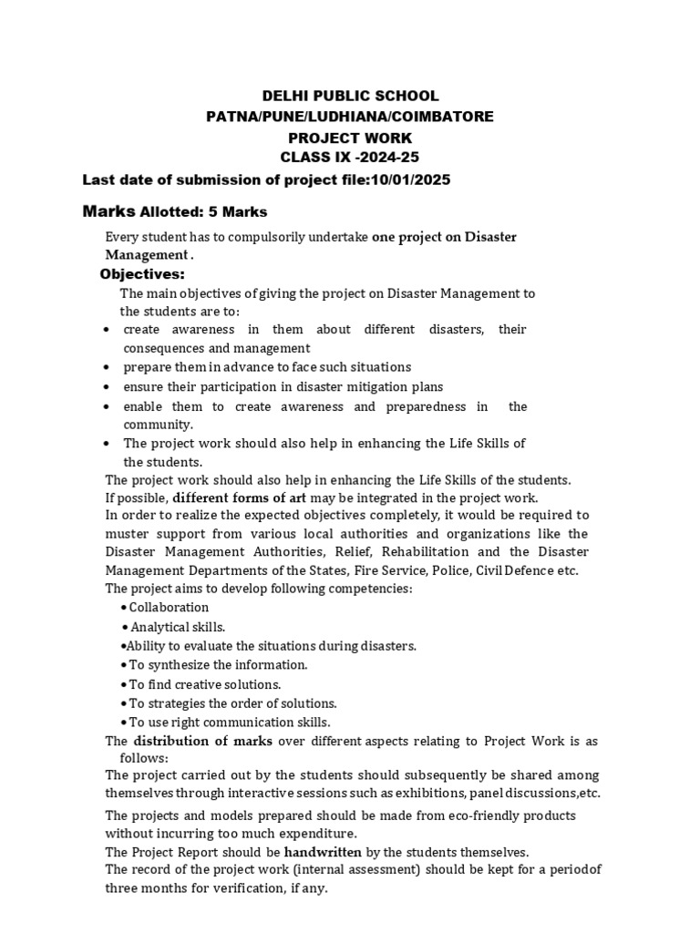 Disaster Management Project IX 2425 | PDF | Emergency Management