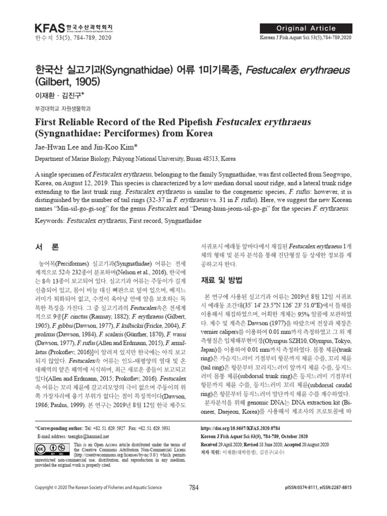2020 - First Reliable Record of The Red Pipefish | PDF | Polymerase ...