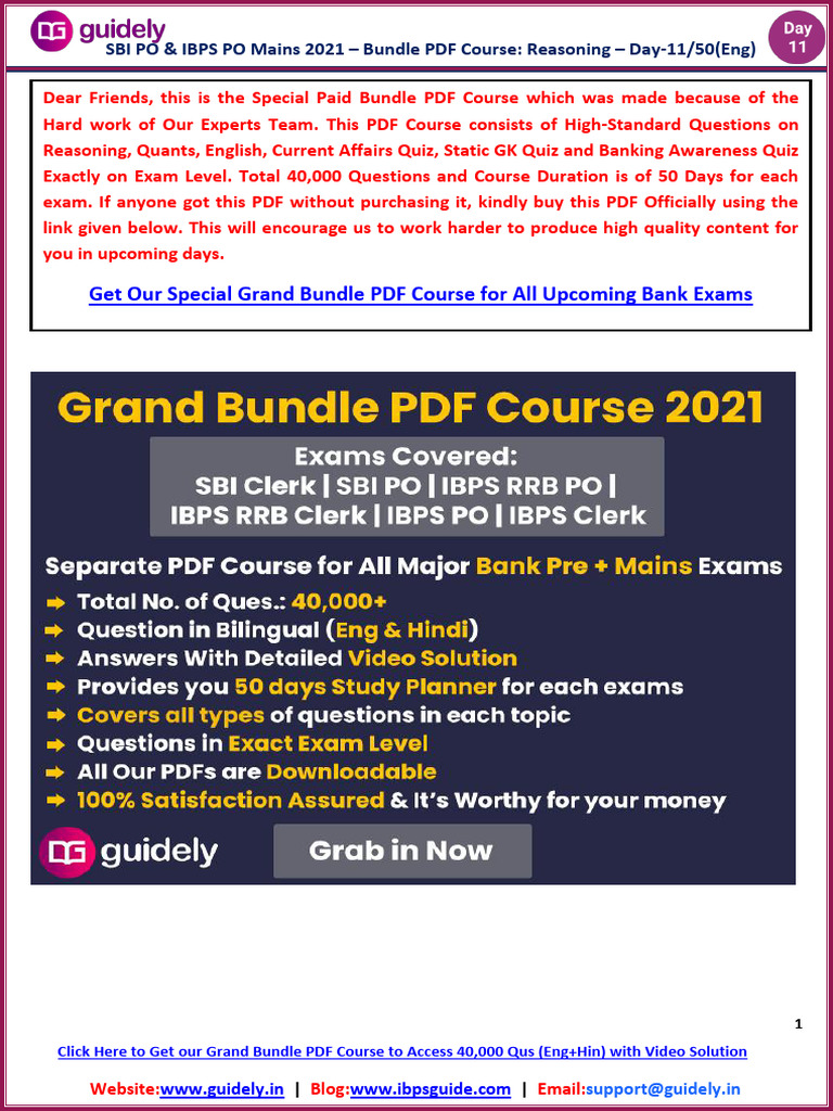SBI PO & IBPS PO Reasoning Course | PDF