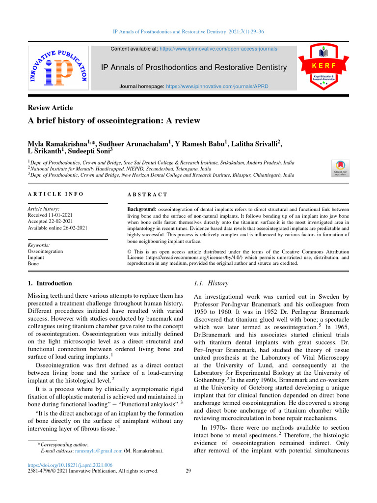 Osseointegration in Dental Implants | PDF | Bone | Dental Implant