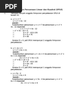 Soal Sistem Persamaan Linear Dan Kuadrat