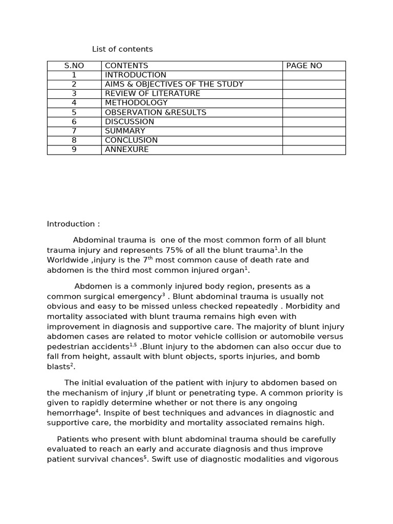 Blunt Abdominal Trauma Study Overview | PDF | Major Trauma | Medical ...