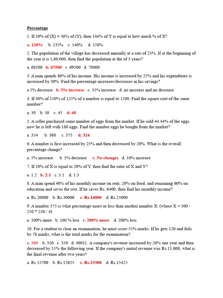 Age and Percentage Problems | PDF | Interest | Compound Interest