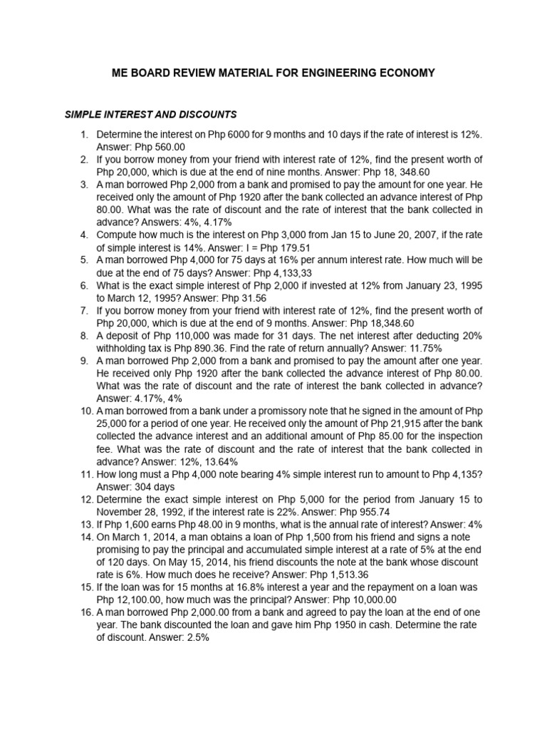 Reviewer Me Board Review Material For Engineering Economy | PDF ...