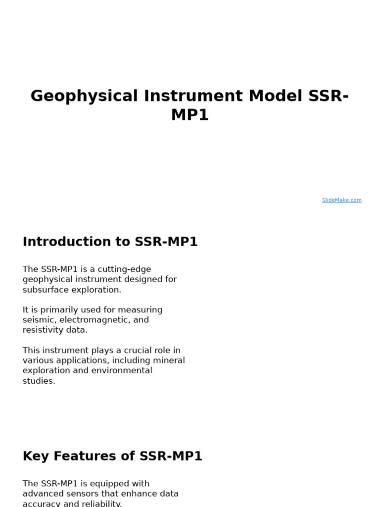 Geophysical Instrument Model SSR-MP1 | PDF | Geophysics | Data