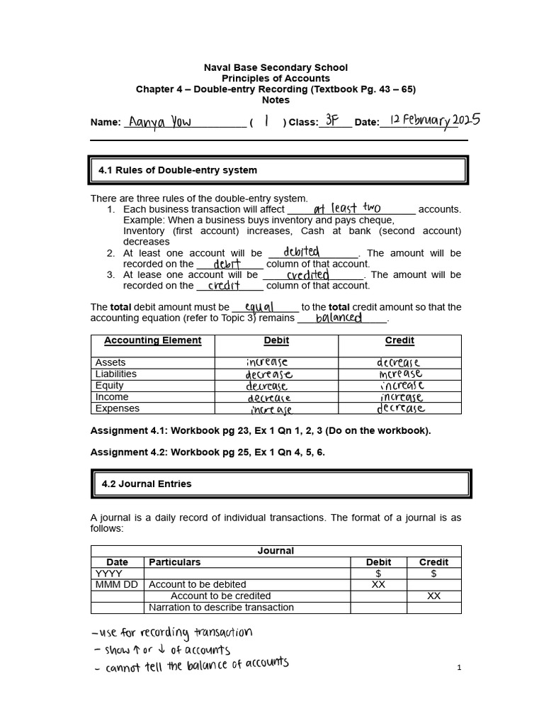 Double-Entry Accounting Principles Guide | PDF | Debits And Credits ...