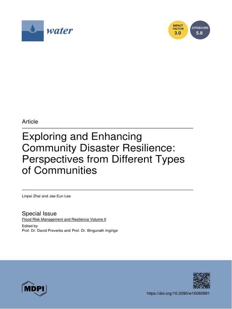 Water 16 00881 With Cover | PDF | Climate Resilience | Psychological ...