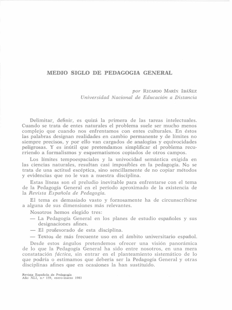 Evolución de la Pedagogía General en España | PDF | Pedagogía | Plan de ...