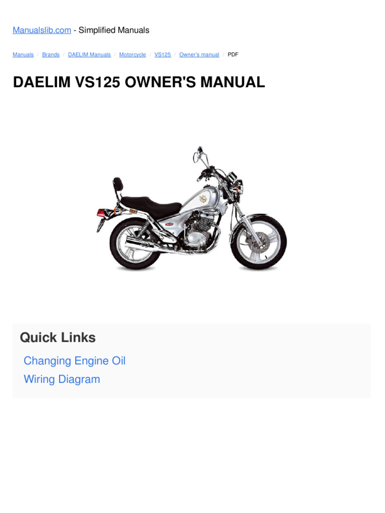 Daelim vc125 Owners Manual | PDF | Manual Transmission | Brake