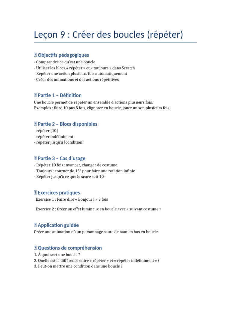 Boucles dans Scratch : Guide pratique | PDF