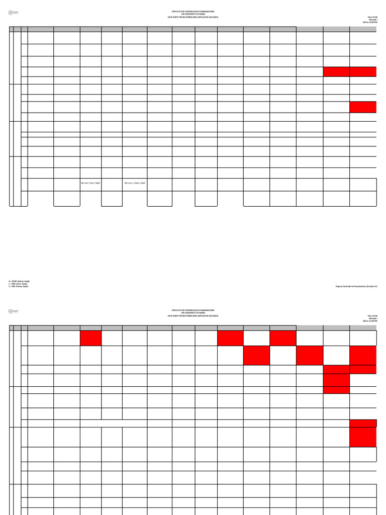 BS Spring 2025 Date Sheet Revised-II | PDF | Mathematical Analysis ...