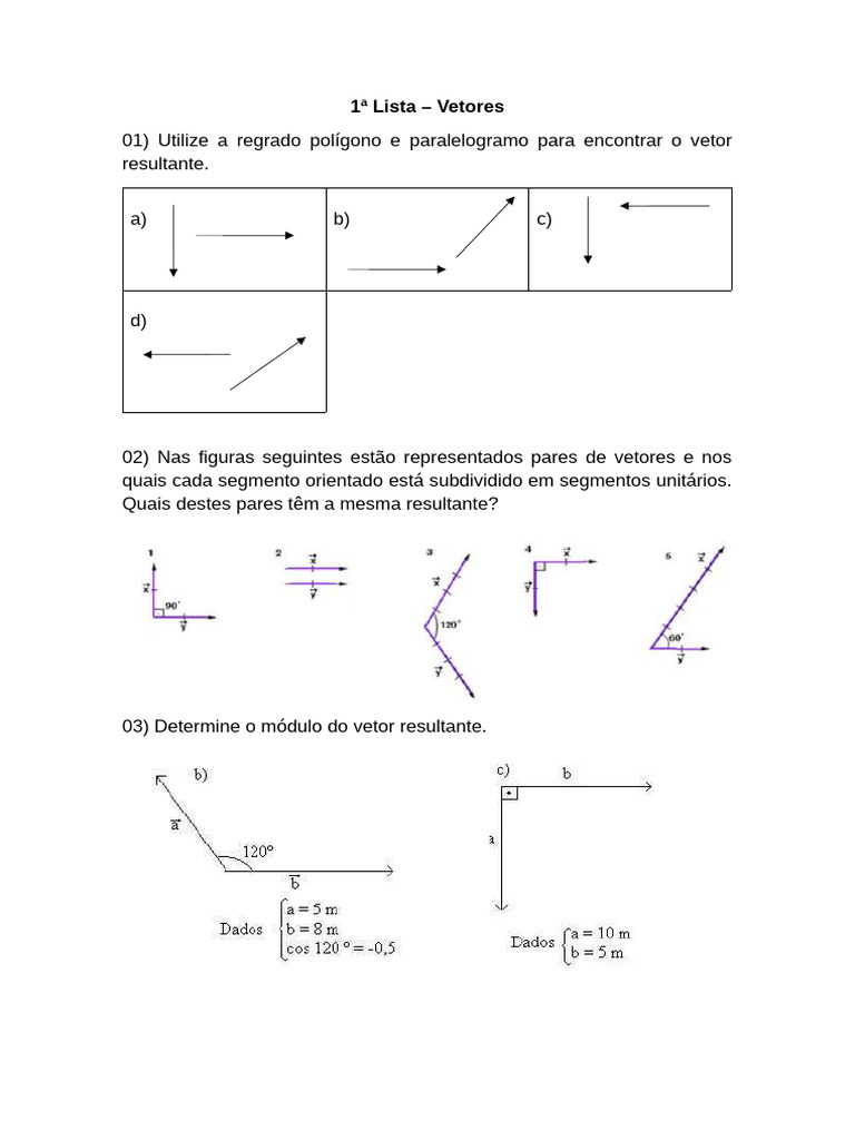 Cálculo de Vetores e Resultantes | PDF