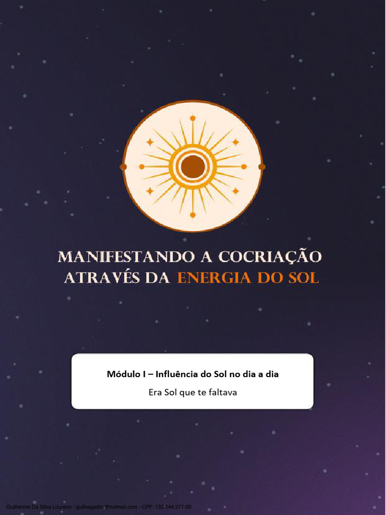 Manifestando Através Do Sol - Módulo 1 - Aula 01 - Era Sol Que Te ...