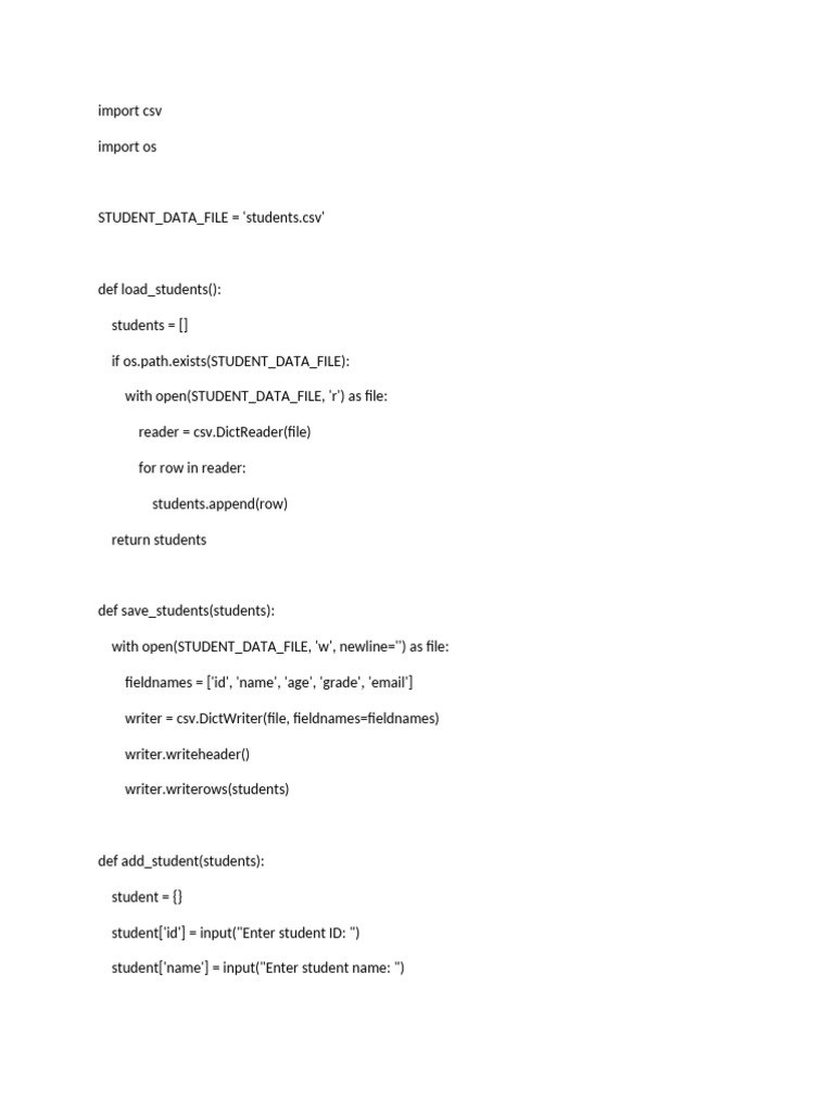 Student Management System Script | PDF | Computer File Formats ...