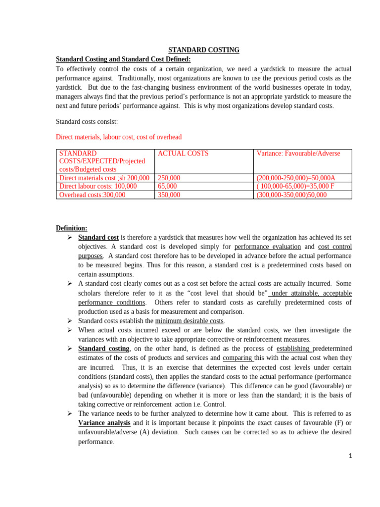 Lesson 7 Standard Costing - 123223 | PDF | Cost Accounting | Inventory