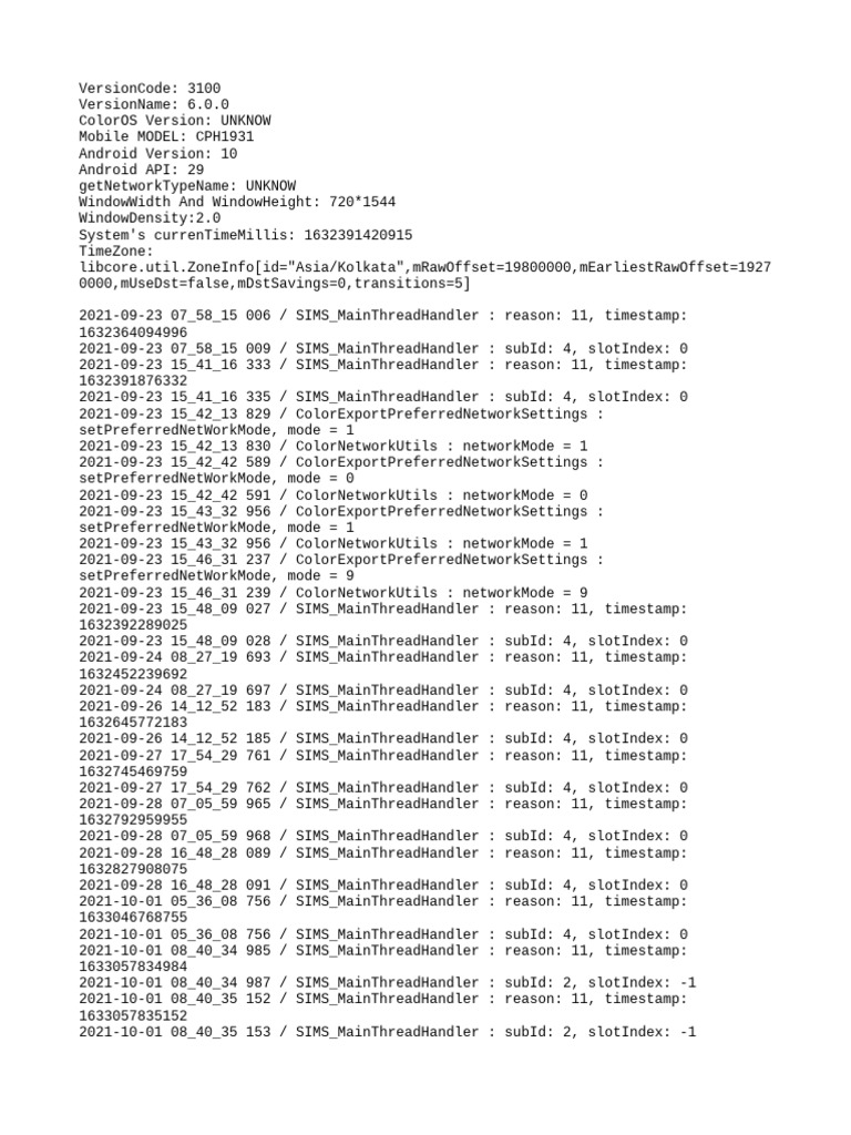 Android Network Settings Log Data | PDF | Computer Data | Databases