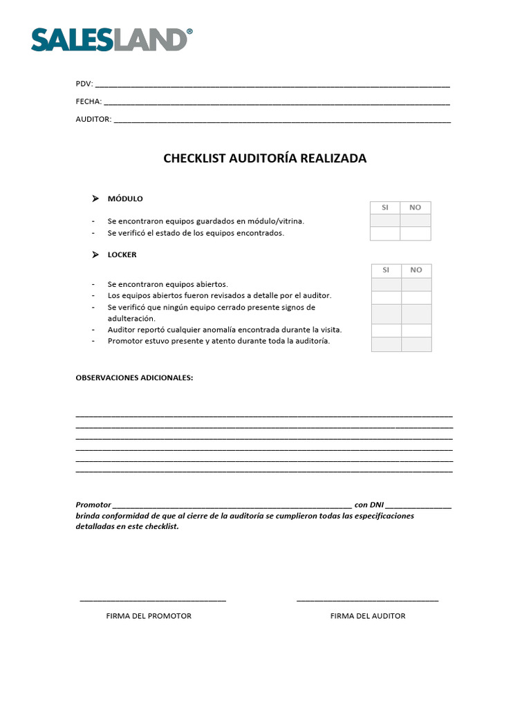 Checklist de Auditoría de Equipos | PDF