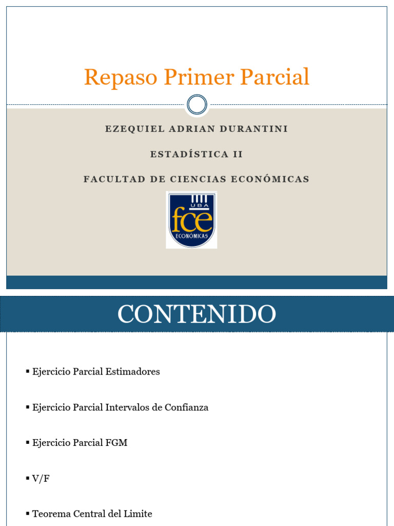 Repaso Primer Parcial | PDF | Estimador | Intervalo de confianza