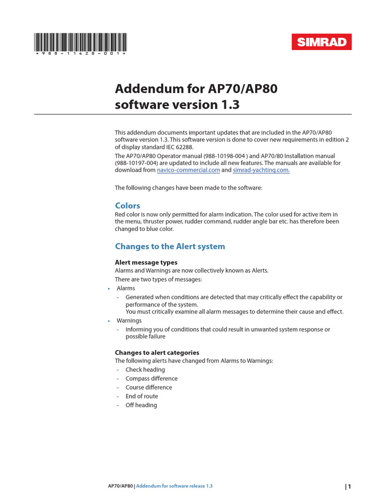 AP70/AP80 Software Update 1.3 Addendum | PDF