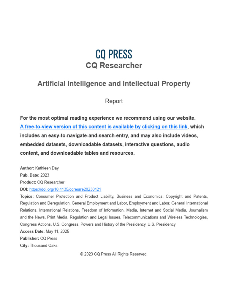Artificial Intelligence and Intellectual Property | PDF | Artificial ...