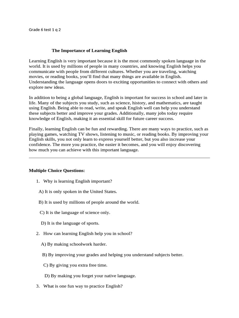 Importance of Learning English | PDF | English Language | Learning