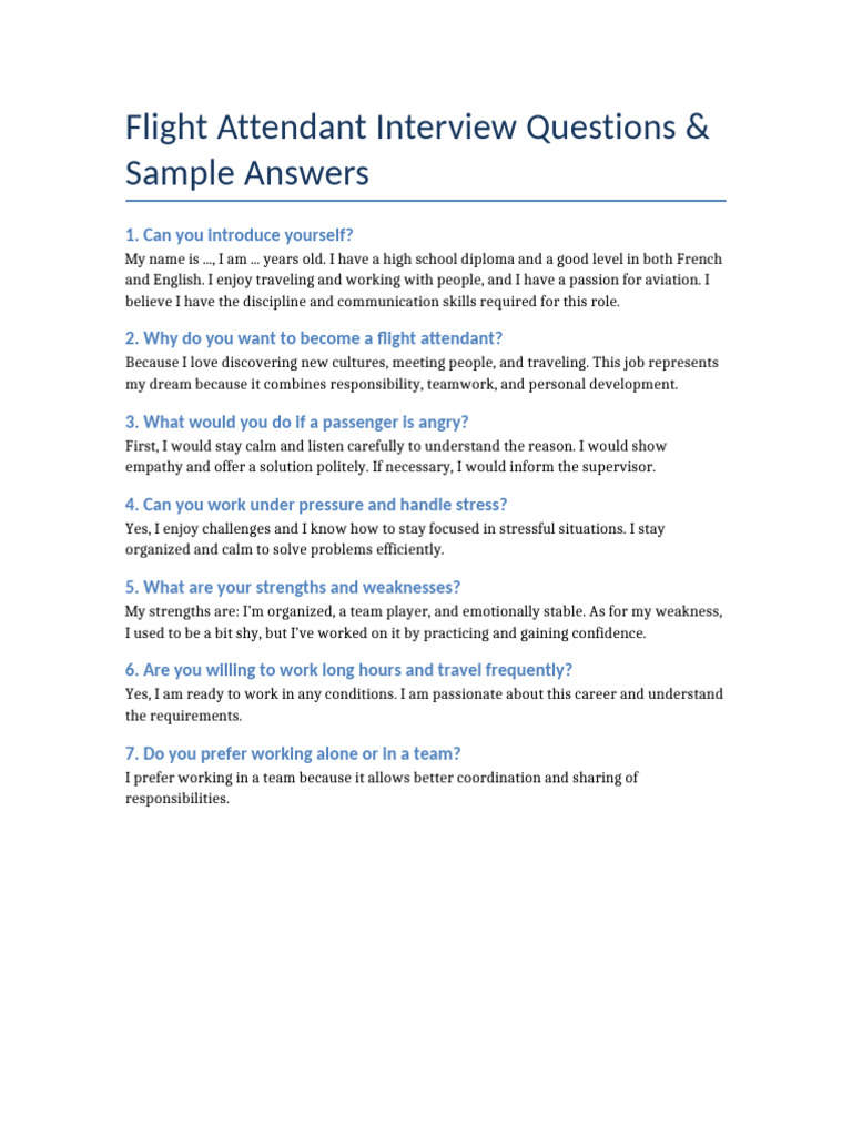 Flight Attendant Interview en | PDF