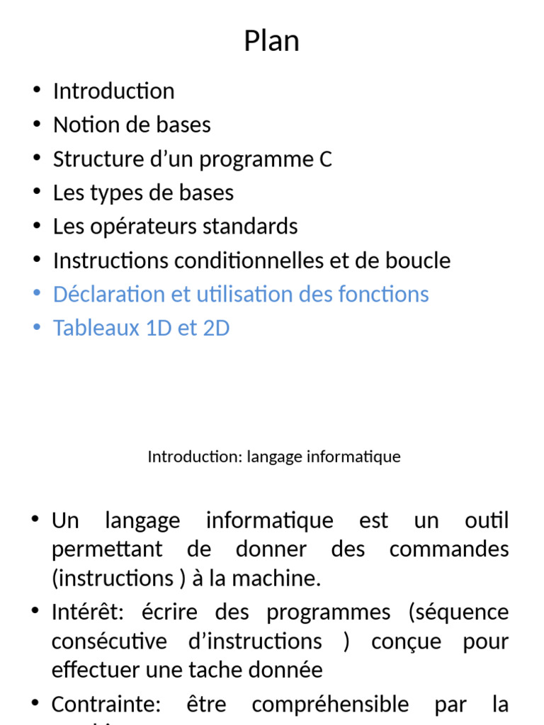 Introduction au langage C et ses bases | PDF | Variable (informatique ...