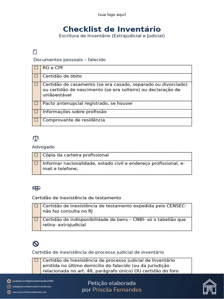 Checklist Completo de Inventário | PDF | Direito Privado | Justiça