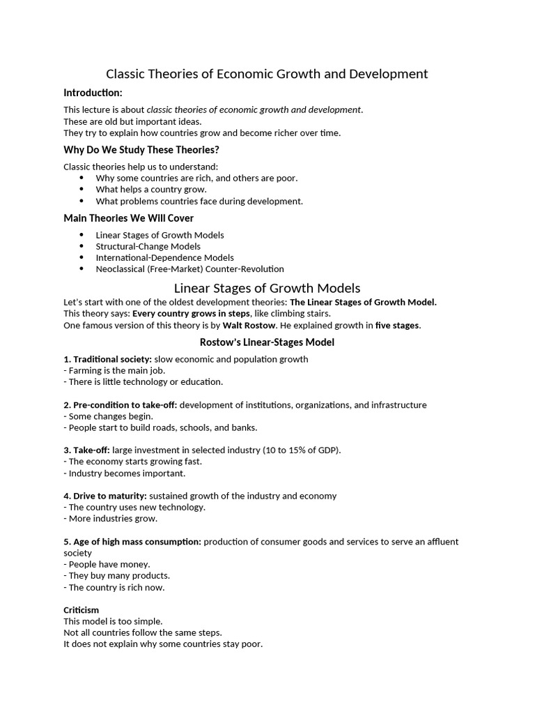 Classic Economic Growth Theories Explained | PDF | Labour Economics ...