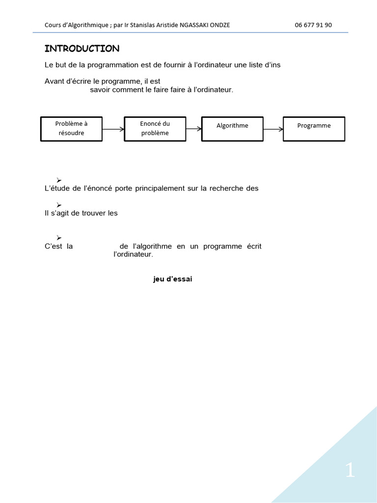 Introduction à l'Algorithmique | PDF | Programmation informatique ...