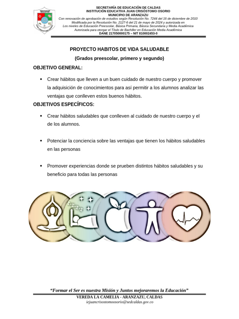 Habitos de Vida Saludable 0-1-2 | PDF | Educación primaria | Aprendizaje