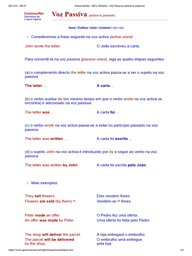 Transformando Voz Ativa em Passiva | PDF | Tipologia linguística ...