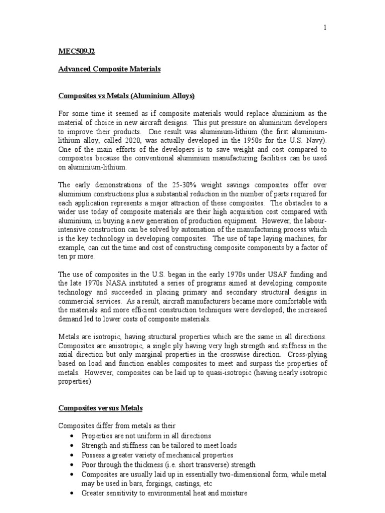 Lecture 2 Advanced Composites MEC509J2 | PDF | Composite Material ...