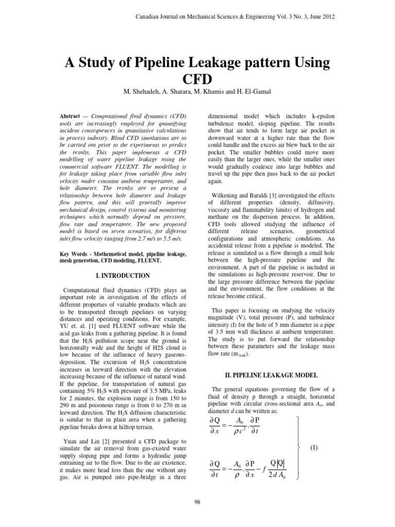 CFD Analysis of Pipeline Leakage Patterns | PDF | Fluid Dynamics ...