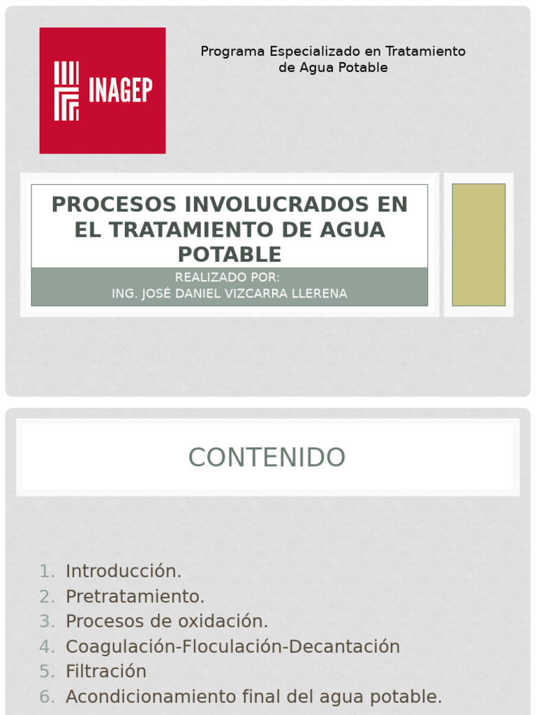 Procesos de Tratamiento de Agua Potable | PDF | Agua | Redox