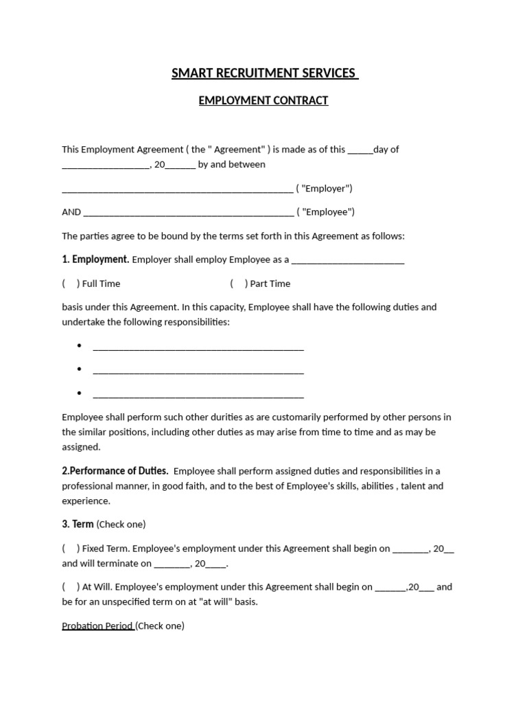 Employment Agreement Template | PDF